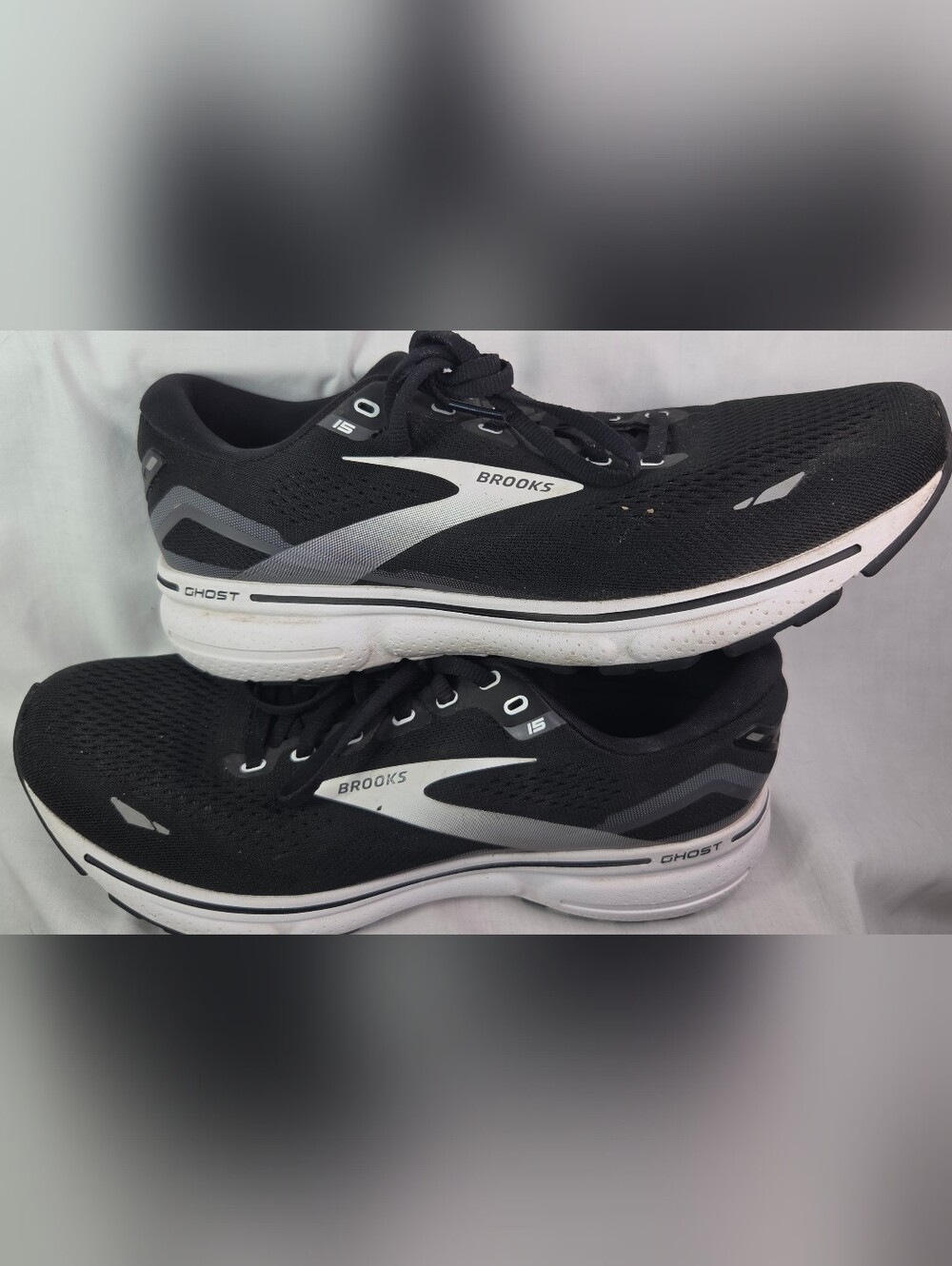Brooks Men's Ghost 15 Running Shoes Black White Grey Sz 9.5D 1103931D012 GUC - Picture 6 of 11